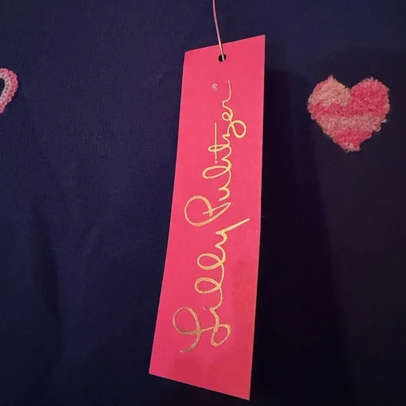 NWT Lilly Pulitzer Rami Long Sleeve Shirt– Navy Wild Heart Chenille Large💗 - Picture 4 of 13